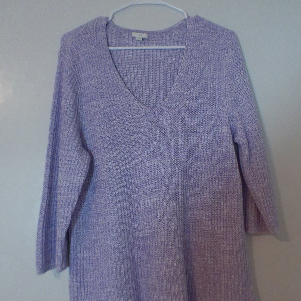 J. Jill Women’s Medium Lavender Knit Sweater Tunic Length Long Sleeve Cozy Soft